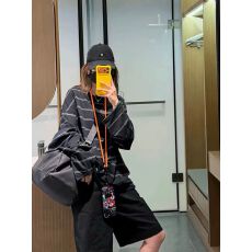 批发<b class='q'>纯棉</b>双纱美式条纹黑色长袖T恤女秋宽松显瘦慵懒<b class='q'>打底衫</b>设计感上衣