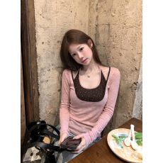 批发两件套 连帽长袖T恤罩衫波点吊带女修身上衣 2026<b class='q'>春</b>夏新款 优雅