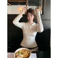 批发韩系<b class='q'>娃娃领</b>纽扣长袖<b class='q'>T</b><b class='q'>恤</b>秋季新款修身显瘦甜美减龄内搭打底衫上衣