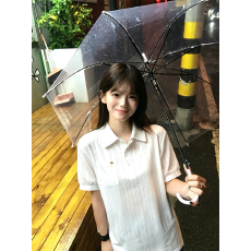 批发韩系复古<b class='q'>白色</b>提花肌理感短袖翻领<b class='q'>衬衫女</b>新款百搭时尚显瘦