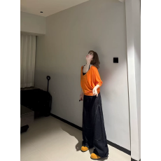批发三个色深V领长袖夏季宽松显瘦慵懒风休闲T新款百搭<b class='q'>时尚</b>