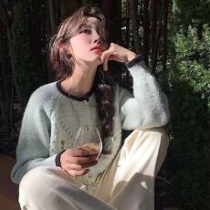 批发蝴蝶结刺绣衫外套女装秋冬新款甜美减龄宽松短款毛衣百搭