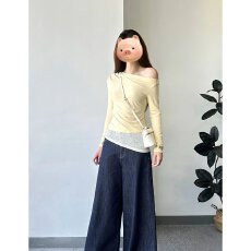 批发纯欲风<b class='q'>不规则</b>新款修身露百搭时尚显瘦气质简约休闲韩版