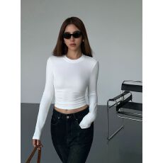 批发基础百搭长袖<b class='q'>t</b><b class='q'>恤</b>打底衫女韩版修新款时尚显瘦气质简约