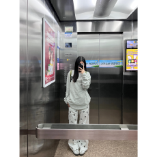 批发华夫格长袖T恤休闲宽松皮革刺新款百搭时尚<b class='q'>显瘦</b>气质简约
