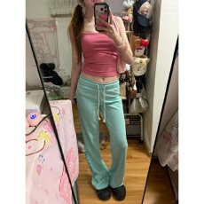 批发甜辣妹绿色抽绳微新款百搭时尚<b class='q'>显瘦</b>气质简约休闲韩版修身