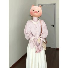 批发日系文艺气质花边圆领长袖衬衫女<b class='q'>春</b>季新款设计感温柔减龄宽松上