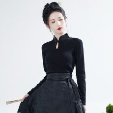 批发新中式立领小飞袖<b class='q'>旗袍</b>上衣新款百搭<b class='q'>时尚</b>显瘦气质简约休闲