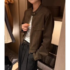 批发美拉德复古棕色夹外套女秋季新款早<b class='q'>春</b>韩系小个子短款上
