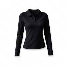 批发韩系小众正肩纽扣翻领长袖<b class='q'>t</b><b class='q'>恤</b>女秋季百新款百搭时尚显瘦
