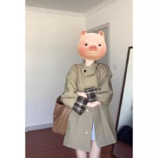 批发高级经典撞色风衣外套春季新款英伦风宽松大衣女百搭时尚