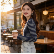 批发长袖慵懒风撞色条纹常规款T恤网红气质秋<b class='q'>冬</b>打底衫女装新款上衣