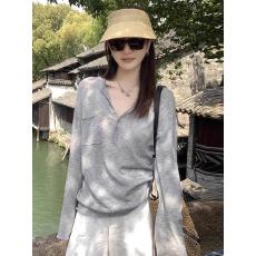秋季外穿薄款穿搭宽松灰色百搭长袖t恤女生韩系ins衣服女装上衣