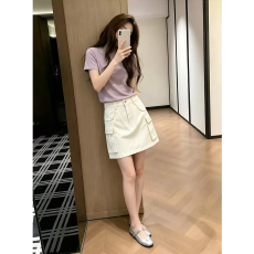 批发出片漂亮衣服<b class='q'>夏季</b>韩系通勤穿搭简约短袖T恤半身裙休闲时尚套装