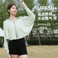 批发防晒衣服女士外穿冰丝面罩帽子新款夏季薄款<b class='q'>长袖</b>外套骑车防紫外线
