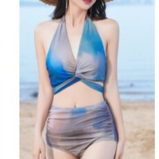 批发【高冷女神】比基尼bikini分体游泳衣女海边度假长裙性感泳装
