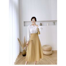 批发韩系垂感不规则中长裙子女2026夏款显瘦高腰百褶裙a字<b class='q'>西装</b>半身裙