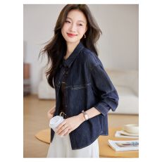 批发长袖牛仔衬衫女宽松2026春<b class='q'>夏</b>秋韩版新款外搭ins薄款复古外套上衣
