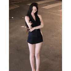 批发辣妹气质高级感<b class='q'>连衣</b>裙女性感修身无袖马甲背心高腰半身短<b class='q'>裙裤</b>套<b class='q'>装</b>