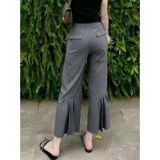 批发轻奢显瘦阔腿裤百搭垂感直筒裤灰色九分微喇西装裤女