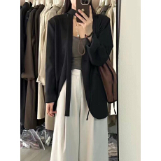 批发高品质 v领 一粒扣 宽松系带 西装外套