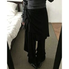 批发灰色不规则<b class='q'>半身</b>裙女小个子秋季新款韩系设计感中长款飘带<b class='q'>包臀</b>裙子