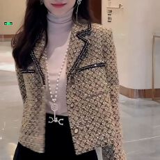 批发设计感小香风长袖外套女春秋季新款小个子百搭气质名媛时尚短上衣