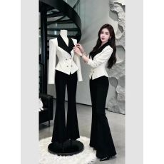 批发秋季网红<b class='q'>新款</b>通勤西服女小香风黑白拼接百搭显瘦西装