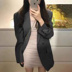 批发灰色<b class='q'>西装</b>外套女春秋新款韩版宽松休闲高级气质西服小个子垫肩穿搭
