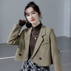 批发炸街短款小<b class='q'>西装</b>厚外套女春秋新款设计感小众宽松韩版<b class='q'>西装</b>上衣