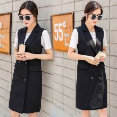 批发马甲女春秋款时尚2026新款中长款<b class='q'>西装</b>坎肩无袖外套女士显瘦马夹