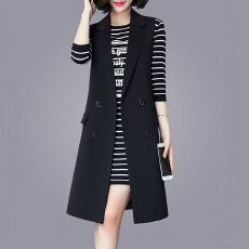 批发<b class='q'>西装</b>马甲女小个子春秋装新款韩版修身显瘦无袖马夹中长款坎肩外套