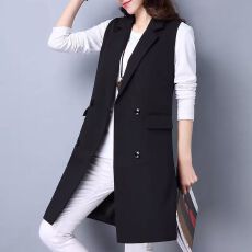 批发马甲女春秋中长款韩版2026新款洋气宽松显瘦无袖背心<b class='q'>西装</b>马夹女