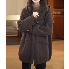 批发秋冬季<b class='q'>新款</b>女装外套高级感休闲宽松慵懒风拉链连帽卫衣