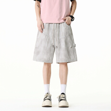 2026新款青少年夏季棉短裤工装纯棉水洗复古宽松抽绳运动五分裤