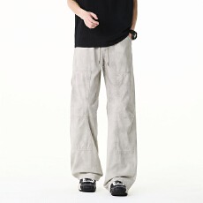 超好看春夏季纯棉酷帅薄款做旧男长裤美式休闲百搭宽松直筒裤子