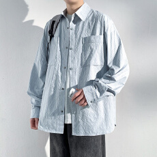 批发男士长袖衬衫外套<b class='q'>秋</b>季2026新款休闲男款工装衬衣潮流百搭上衣