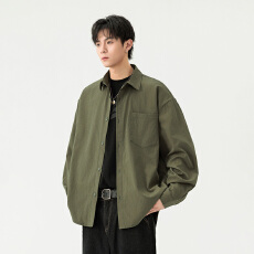 批发<b class='q'>时尚</b>百搭长袖衬衫男宽松版休闲潮流工装免烫衬衣男士外套