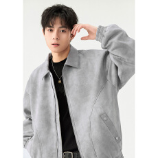 美式复古工装翻领外套男春秋季潮牌高档设计飞行员夹克男上衣