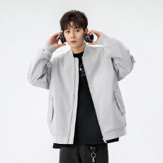 立领外套男士春秋美式复古宽松外穿潮牌开衫上衣休闲工装夹克