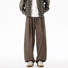 批发美式褶皱工装裤男士<b class='q'>春</b>秋款宽松直筒阔腿休闲裤子运动休闲显瘦长裤