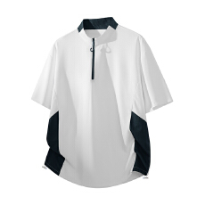 批发夏季户外潮牌半拉链薄款速干短袖T恤男装网眼拼接透气半袖T