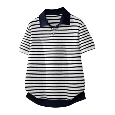 批发<b class='q'>男</b>士翻领条纹polo衫短袖夏季宽松休闲上衣205新款美式t恤<b class='q'>衣服</b>