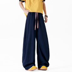 美式冰丝弯刀裤男夏季2026新款宽松速干阔腿休闲裤子