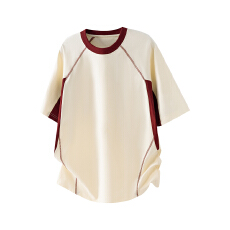 批发2026夏季撞色拼接凉感速干索罗那短袖T恤男宽松休闲百搭上衣