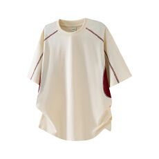 2026夏季撞色拼接凉感速干索罗那短袖T恤男宽松休闲百搭上衣