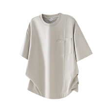 批发潮流时尚圆领短袖T恤男2026夏季宽松百搭贴袋薄上衣半袖T恤