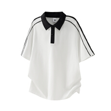 批发设计感小众撞色拼接短袖POLO衫<b class='q'>男</b>潮牌美式半袖<b class='q'>T</b><b class='q'>恤</b>上衣