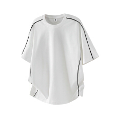 批发时尚个性轻奢撞色明线短袖<b class='q'>T</b><b class='q'>恤</b><b class='q'>男</b>夏季2026新款宽松休闲百搭半袖