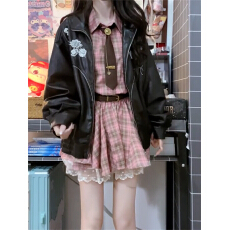 批发早春季粉色<b class='q'>格子</b><b class='q'>连衣裙</b>子女夏2026年新款高级感巨好看法式气质短裙